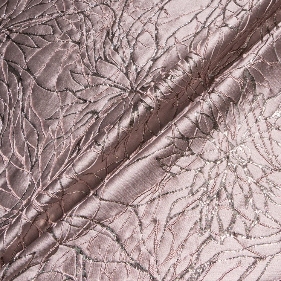 Dusty Pink Metallic Floral Abstract Cloqué