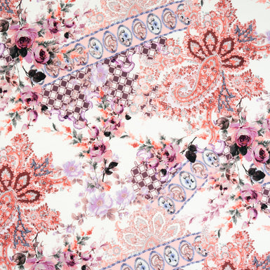 Pink Floral Printed Superfine Pure Wool