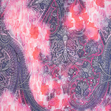 Pink & Purple Paisley Printed Superfine Pure Wool