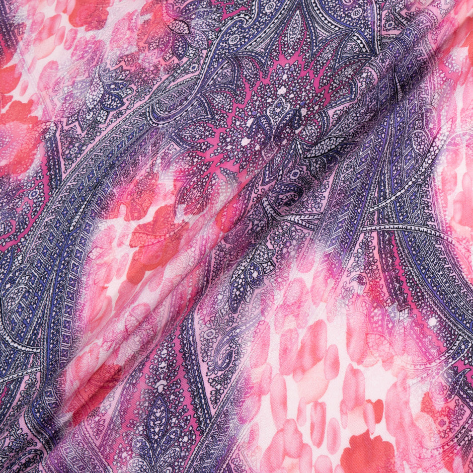 Pink & Purple Paisley Printed Superfine Pure Wool