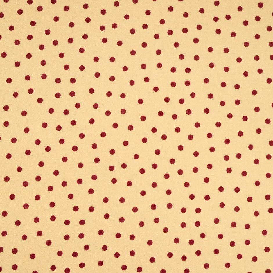 Deep Red Spotted Beige Pure Wool Crêpe