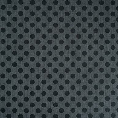 Black Spotted Grey Printed Lightweight Wool