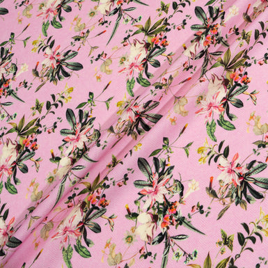 Floral Printed Candy Pink Pure Wool