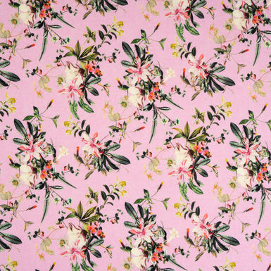 Floral Printed Candy Pink Pure Wool