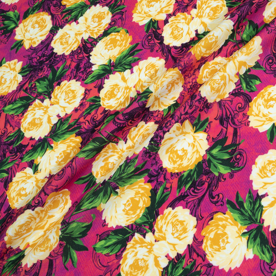 Yellow Rose Printed Merino Pure Wool