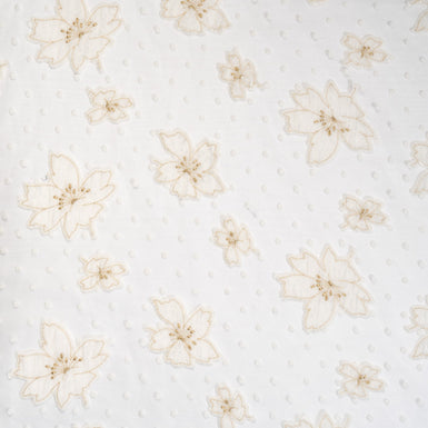 Ivory Velvet Floral & Spot Embroidered Tulle