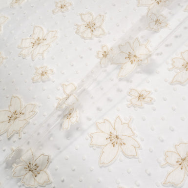 Ivory Velvet Floral & Spot Embroidered Tulle