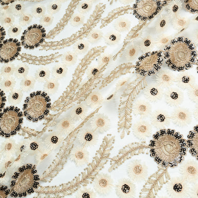 Gold Metallic Floral Embroidered Tulle