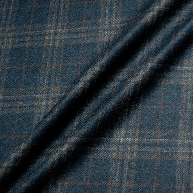 Ink Blue & Brown Checkered Wool & Cashmere