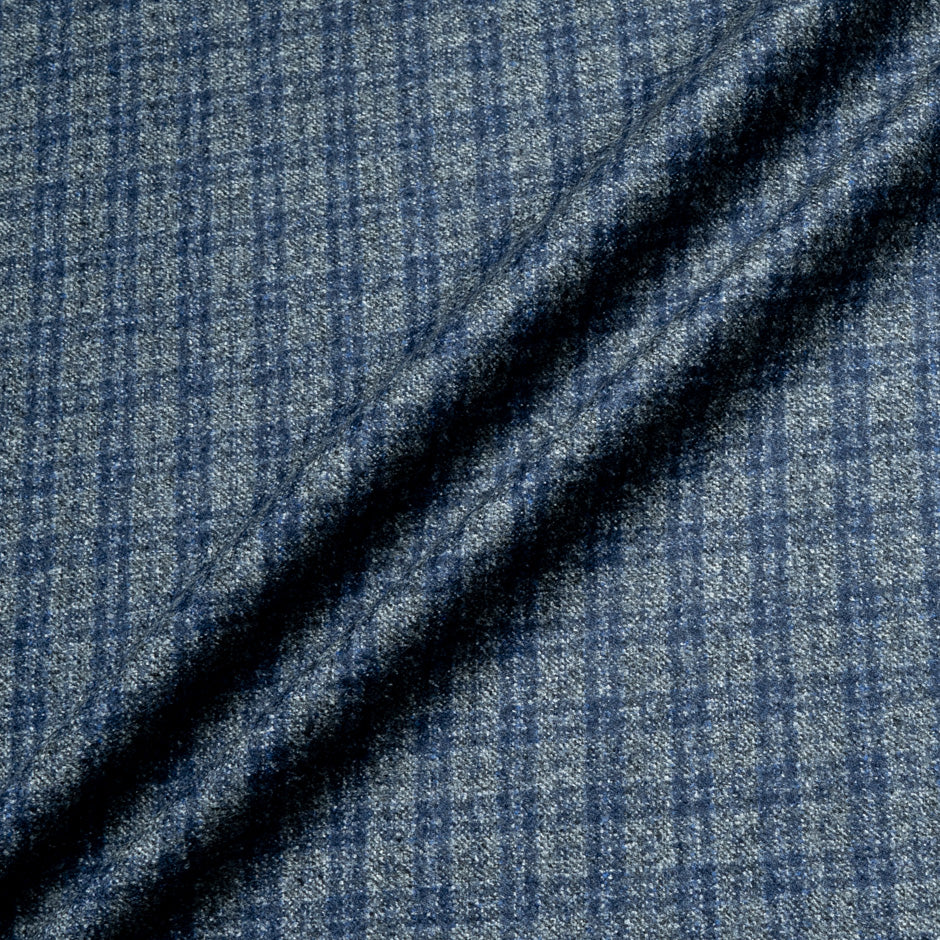 Grey & Blue Checkered Pure Wool Suiting