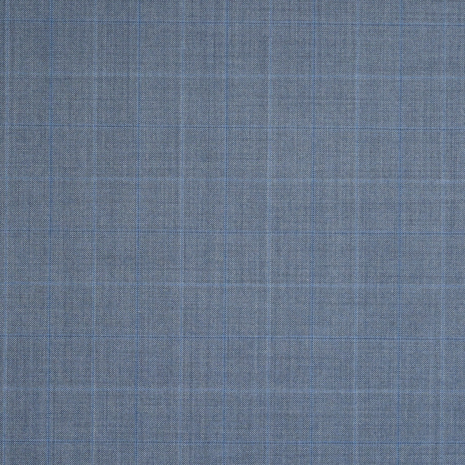 Sky Blue Superfine Checkered Pure Wool 15 MilMil