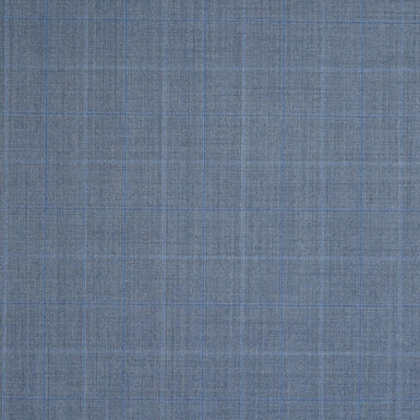 Sky Blue Superfine Checkered Pure Wool 15 MilMil