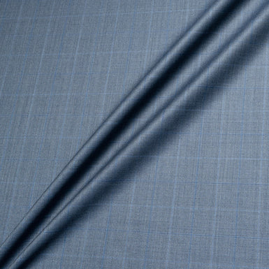 Sky Blue Superfine Checkered Pure Wool 15 MilMil