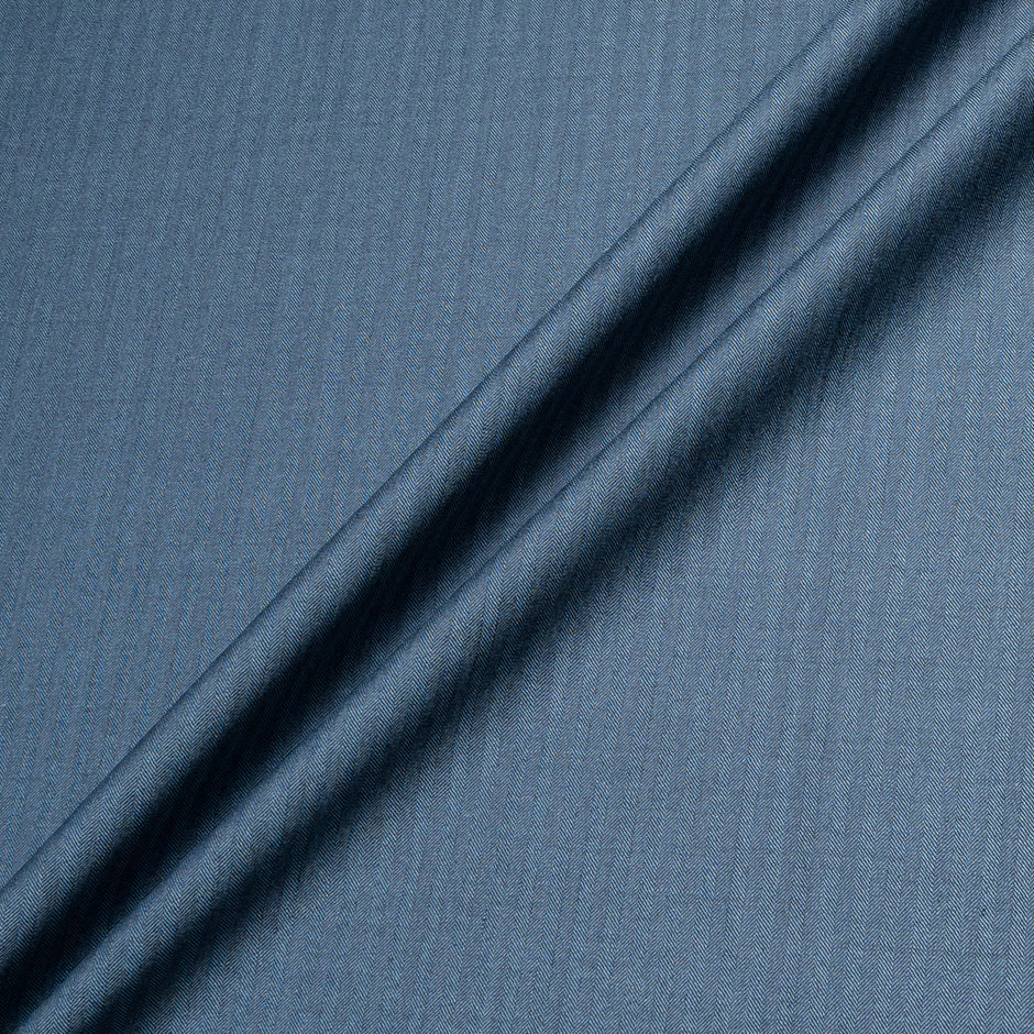 Blue Herringbone Trofeo Wool & Silk Blend