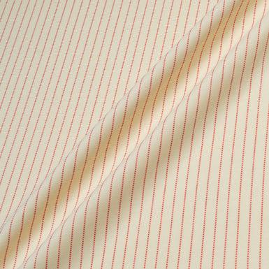 Red Striped Cream Stretch Wool