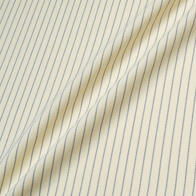 Blue Striped Cream Stretch Wool