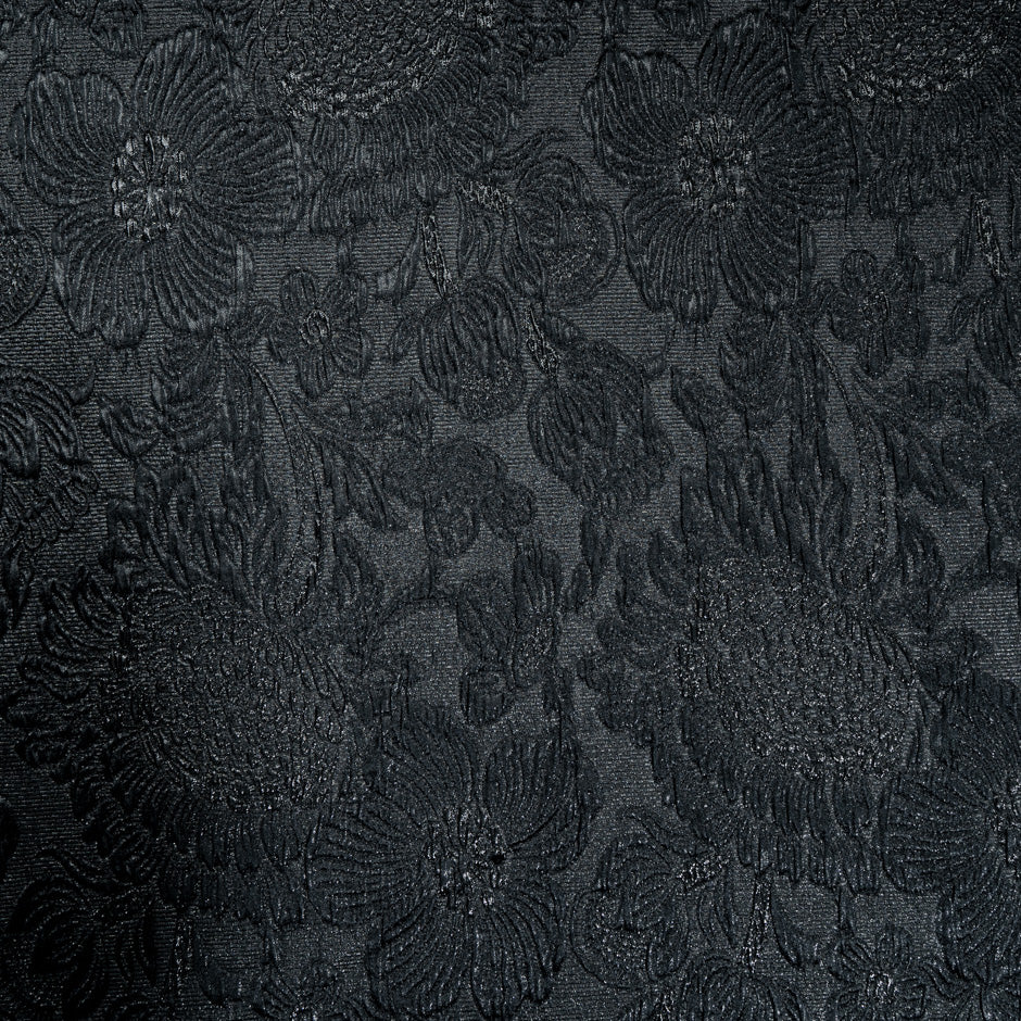 Black Metallic Floral Cloqué