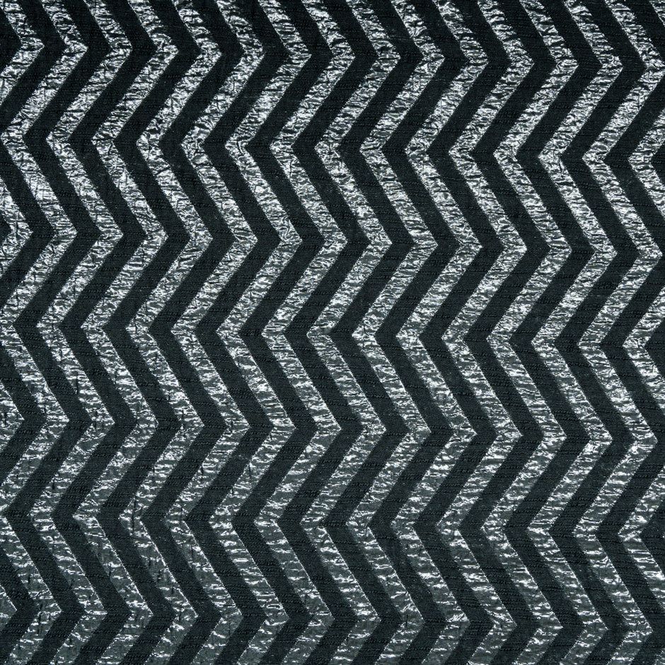 Black Metallic Chevron Jacquard Brocade