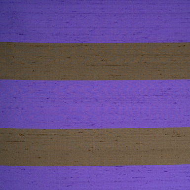 Purple & Brown Wide Striped Silk Shantung