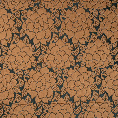 Rust Brown Coloured Floral Brocade