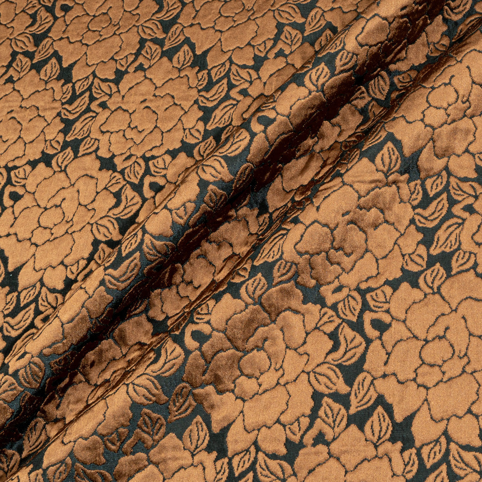 Rust Brown Coloured Floral Brocade