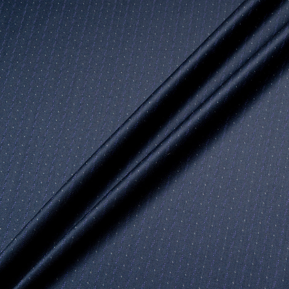 Navy Blue Spot Jacquard Super 160s Pure Wool