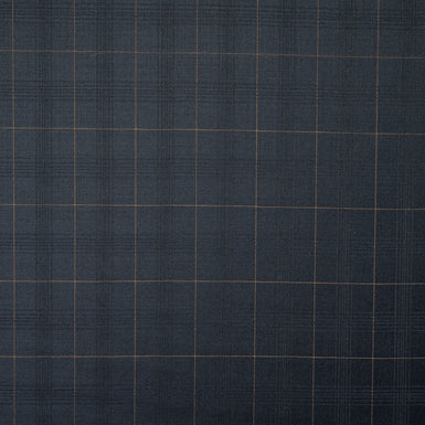 Midnight Blue Checkered Wool & 18k Gold Suiting