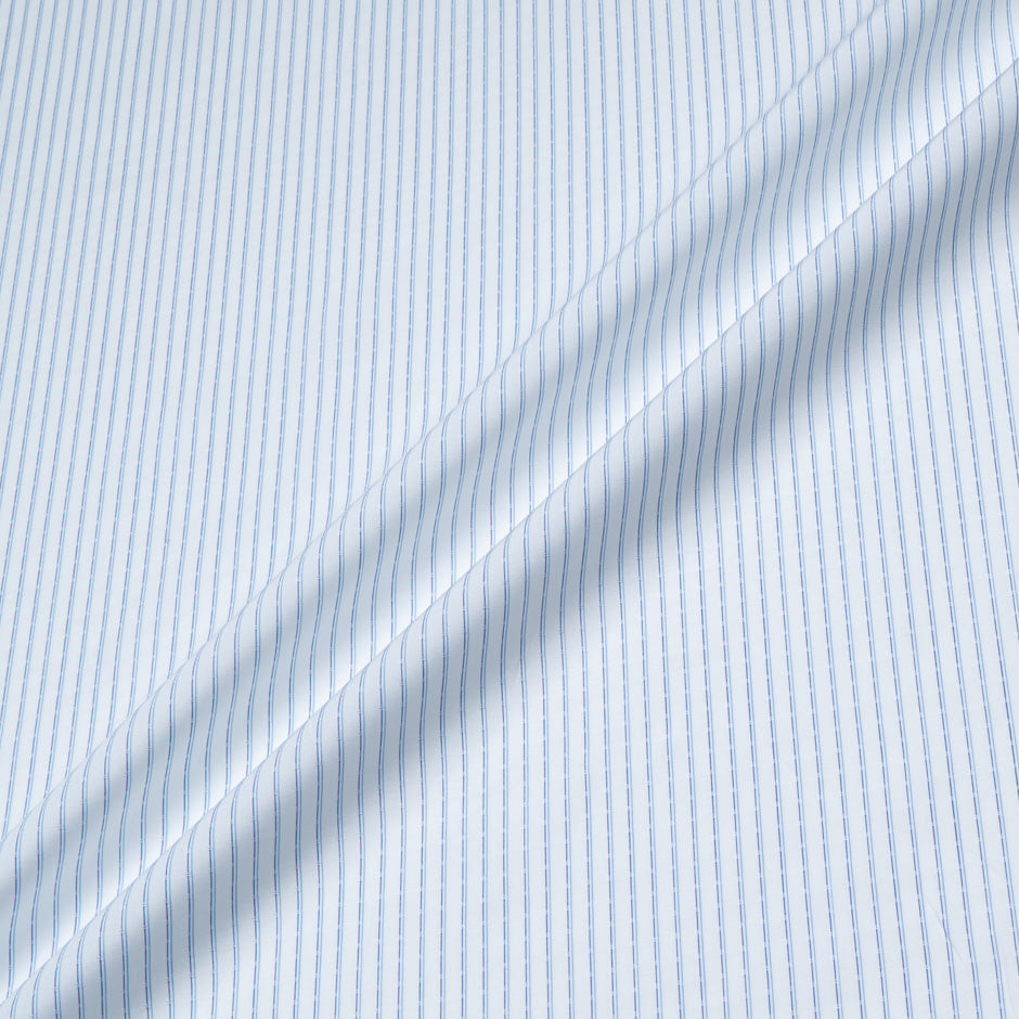 Blue Double Striped White Pure Cotton