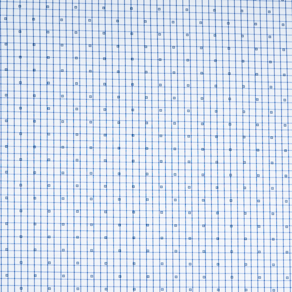 Blue Square Printed Checkered Cotton