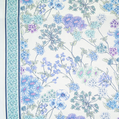 Blue & Lilac Floral Printed Pure Silk Georgette