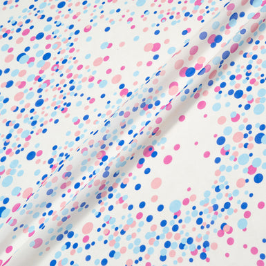 Blue & Pink Spotted Pure Silk Georgette