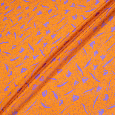 Purple Tulip Printed Orange Pure Silk Georgette