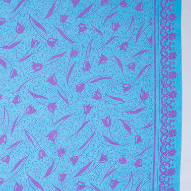 Purple Tulip Printed Blue Pure Silk Georgette