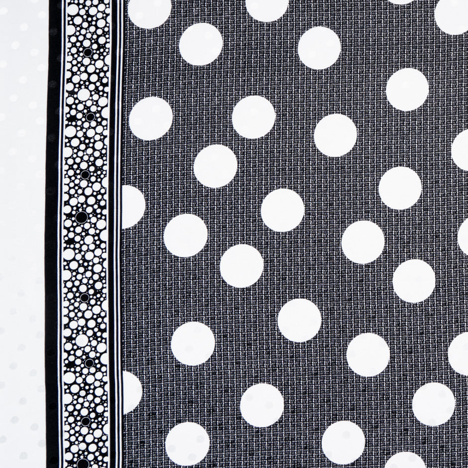 White Spotted Black Pure Silk Jacquard