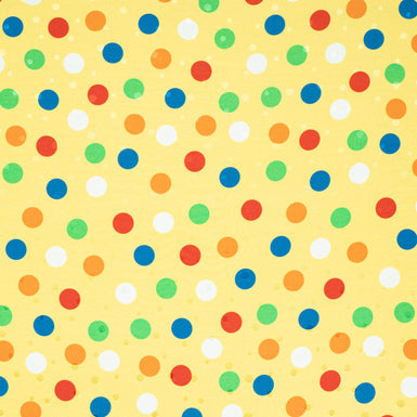 Multi-Coloured Spot Printed Yellow Silk Jacquard