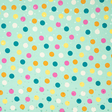 Multi-Coloured Spot Printed Mint Silk Jacquard