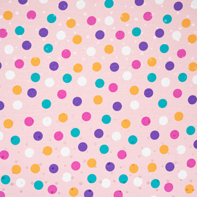 Multi Spot Printed Candy Pink Silk Jacquard