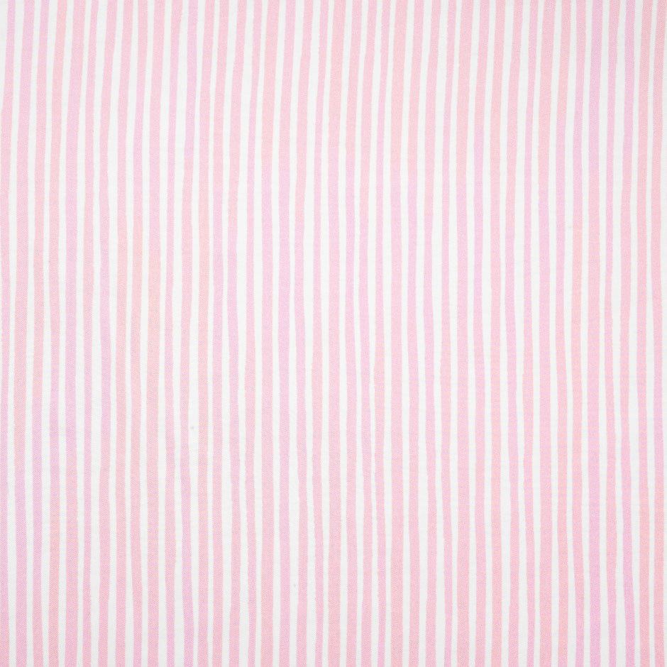 Baby Pink & White Striped Pure Silk Twill