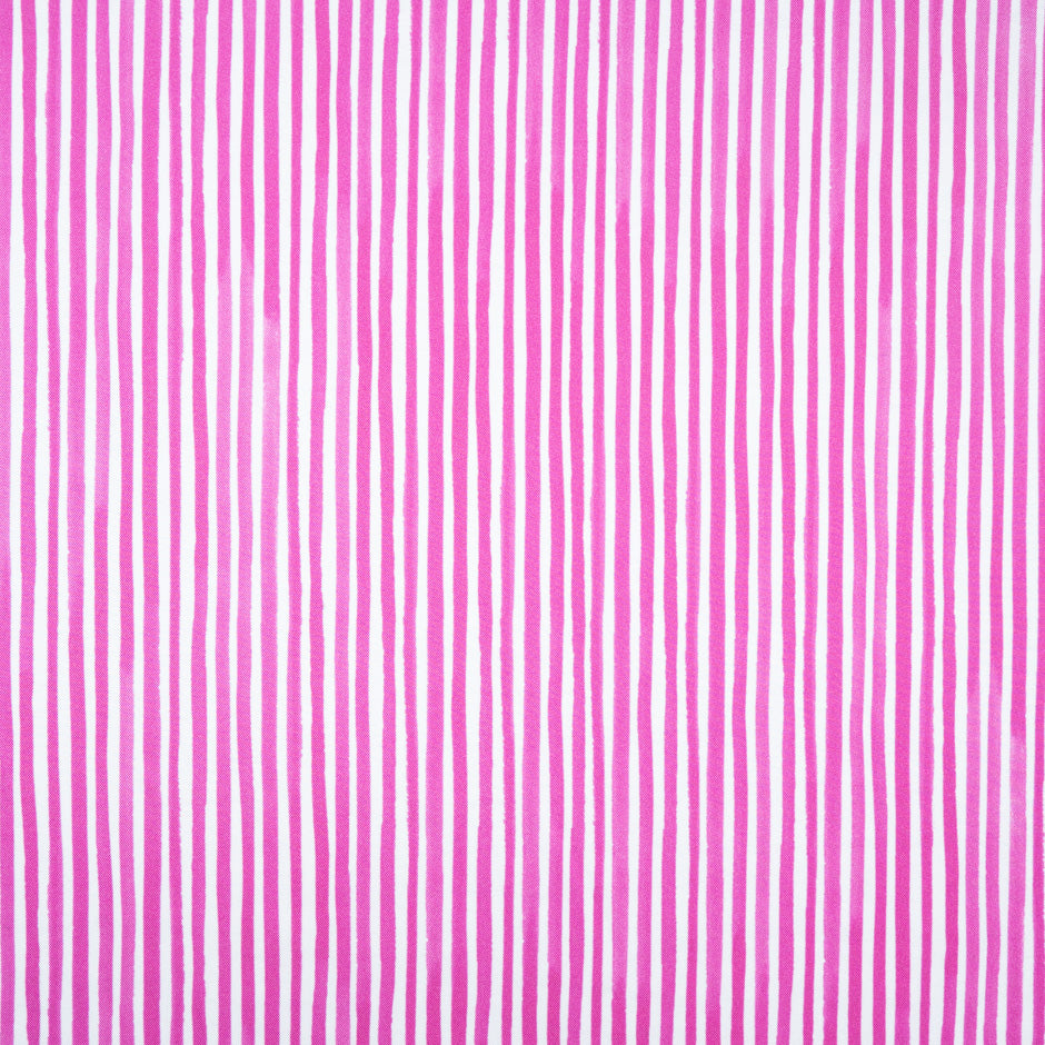 Bubblegum Pink & White Striped Pure Silk Twill