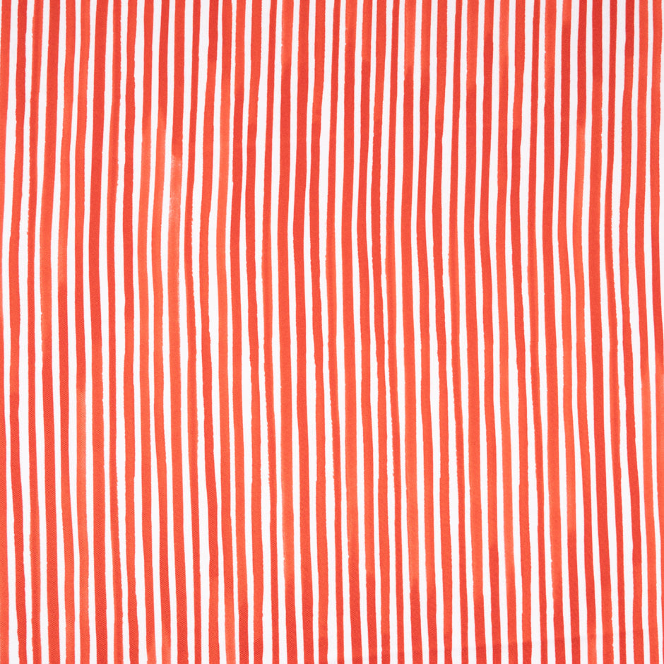 Ruby Red & White Striped Pure Silk Twill