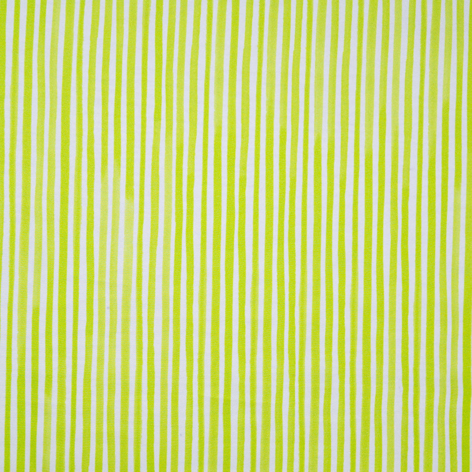 Apple Green & White Striped Pure Silk Twill