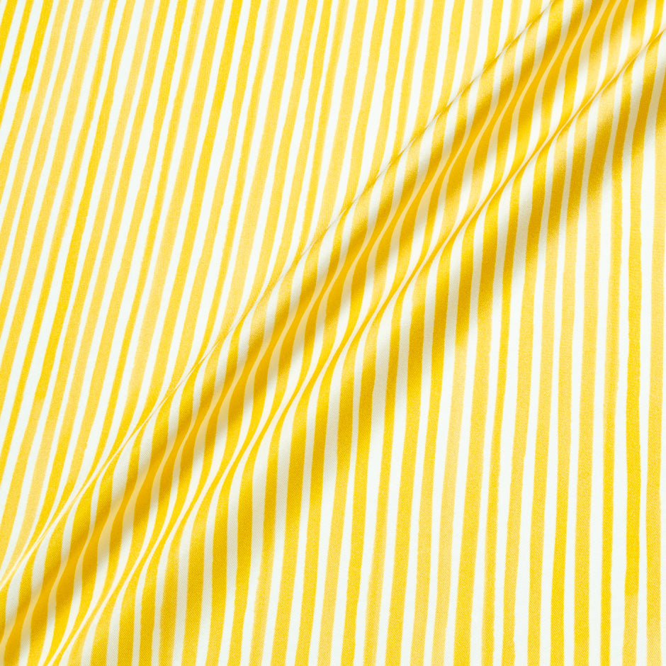 Yellow & White Striped Pure Silk Twill