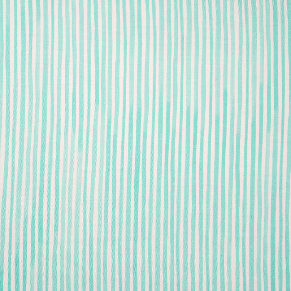 Ice Blue & White Striped Pure Silk Twill