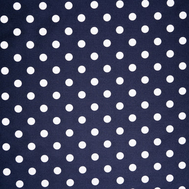 White Spotted Midnight Blue Silk Blend Mikado