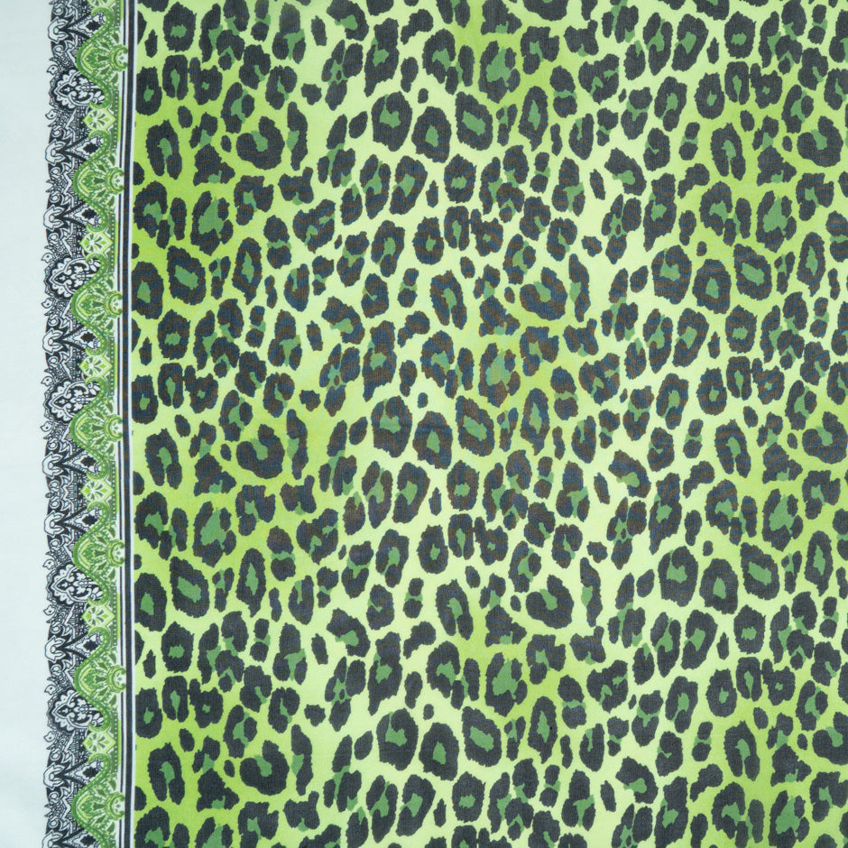 Green Animal Printed Pure Silk Georgette