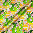 Green & Yellow Abstract Printed Silk Jacquard