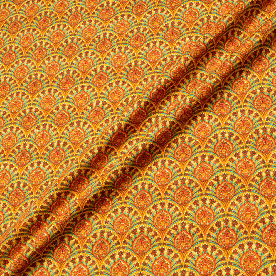 Orange Geometric Printed Superfine Cotton