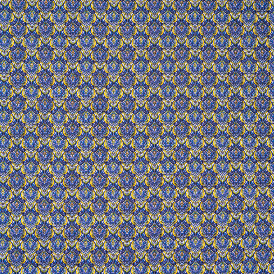 Blue & Yellow Geo Printed Superfine Cotton