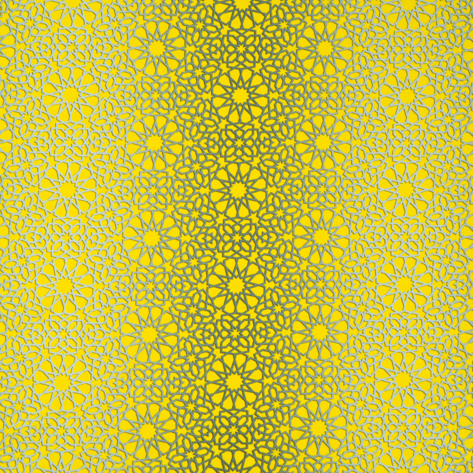 Grey Kaleidoscopic Printed Yellow Superfine Cotton