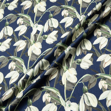 Snow Drop Printed Blue Wool & Silk Blend